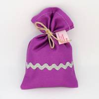4er-Set Lavendel-Duftsäckchen fliederfarben mit silberfarbener Zackenlitze Bild 1