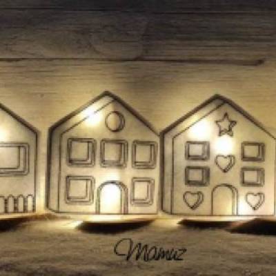 * Häuser und Bäume 10x10 - ITH Stickdateien * Deko für LED Teelichter