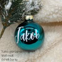 Weihnachtsbaumkugel, Christbaumkugel in blau oder türkis, personalisiert mit Geschenkverpackung Bild 2
