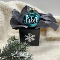 Weihnachtsbaumkugel, Christbaumkugel in blau oder türkis, personalisiert mit Geschenkverpackung Bild 3