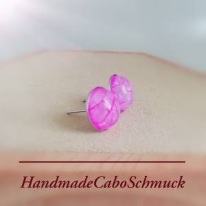 10mm Edelstahl Cabochon Ohrringe, Ohrstecker, cracked crackled pink Bild 3