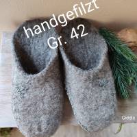 Herren-Filzschuhe, Hausschuhe aus Schafwolle, grau Gr.42 Bild 1