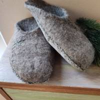 Herren-Filzschuhe, Hausschuhe aus Schafwolle, grau Gr.42 Bild 3