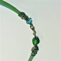 Collier mit Glas Anhänger upcycling khaki grün boho chic in wirework handmade Geschenk für sie Weihnachtsgeschenk Bild 6