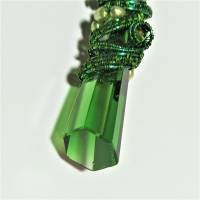 Collier mit Glas Anhänger upcycling khaki grün boho chic in wirework handmade Geschenk für sie Weihnachtsgeschenk Bild 7