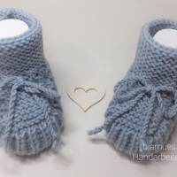 Baby Schuhe Stiefelchen Erstlingsschuhchen - Farbe eisgraufarben Geschenk Geburt Taufe Bild 1
