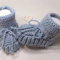 Baby Schuhe Stiefelchen Erstlingsschuhchen - Farbe eisgraufarben Geschenk Geburt Taufe Bild 2