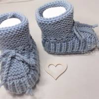 Baby Schuhe Stiefelchen Erstlingsschuhchen - Farbe eisgraufarben Geschenk Geburt Taufe Bild 5