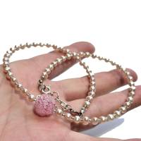 Romantische Perlenkette rosa mit Focalperle aus gesponnenem  Glas handgemacht Collier Kette Geschenk für sie Bild 2