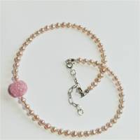 Romantische Perlenkette rosa mit Focalperle aus gesponnenem  Glas handgemacht Collier Kette Geschenk für sie Bild 7