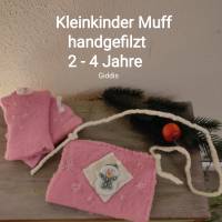 Kinder Winter-Muff, handgefilzt, rosa/creme, 2-4 Jahre Bild 2
