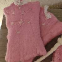 Kinder Winter-Muff, handgefilzt, rosa/creme, 2-4 Jahre Bild 3