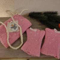 Kinder Winter-Muff, handgefilzt, rosa/creme, 2-4 Jahre Bild 6