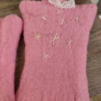 Kinder Winter-Muff, handgefilzt, rosa/creme, 2-4 Jahre Bild 8
