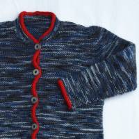 Kinder-Jacke handgestrickt Wolle grau blau meliert Gr.98 Bild 7