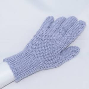 Finger-Handschuhe handgestrickt warm mit Alpaka Damen eisblau Bild 1