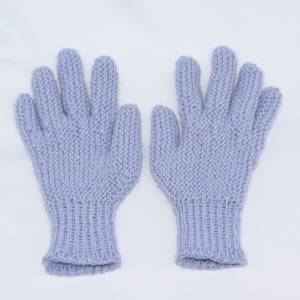 Finger-Handschuhe handgestrickt warm mit Alpaka Damen eisblau Bild 2