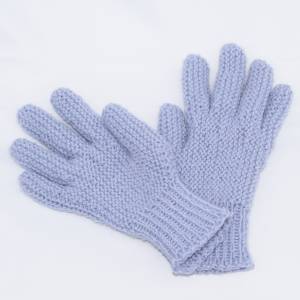 Finger-Handschuhe handgestrickt warm mit Alpaka Damen eisblau Bild 3