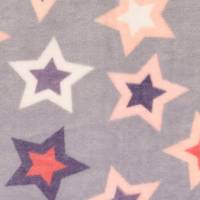 11,98 Euro/m Flanell Fleece Sterne lila/grau bunt Bild 1