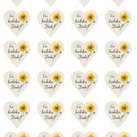 24 Sticker Etiketten Aufkleber, Herzform 4 x 4 cm, Ein herzliches Danke Bild 1