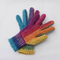 Kinder Fingerhandschuhe 4-7Jahre Regenbogen handgestrickt Wolle Bild 1