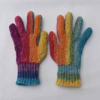 Kinder Fingerhandschuhe 4-7Jahre Regenbogen handgestrickt Wolle Bild 2