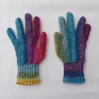 Kinder Fingerhandschuhe 4-7Jahre Regenbogen handgestrickt Wolle Bild 4
