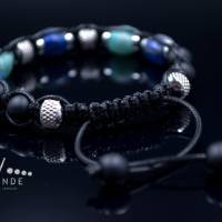 Herren Armband aus Edelsteinen Lapis Lazuli Amazonit Onyx und Hämatit mit Knotenverschluss, Makramee Armband, 8 mm Bild 7