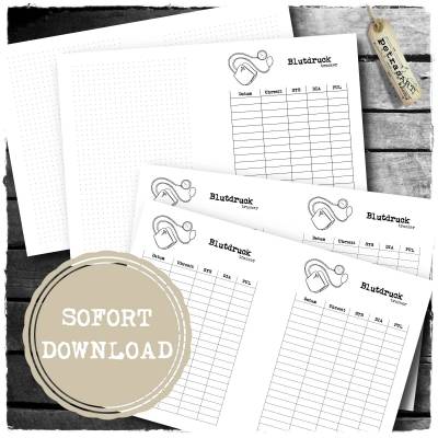 Blutdruck-Tracker - Din A5 - verschiedene Varianten - so viele Seiten wie Du brauchst!