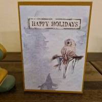 Weihnachtskarte mit Eule - Bäume  - Äste Bild 2