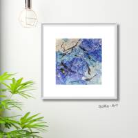 Acrylbild abstrakt und  ungerahmt, aus der Serie Moments in leuchtenden Blautönen, kleine Kunst für die Sinne Bild 4