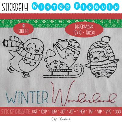 Digitale Stickdatei Winter Wonderland Blackwork 13x18 - 18x30