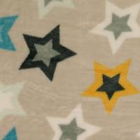11,98 Euro/m Flanell Fleece Sterne beige/ bunt Bild 1