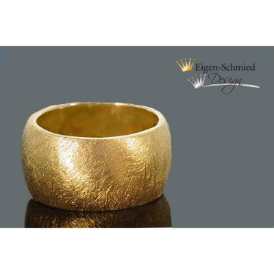 Goldschmiedering "To scratched" 925er Sterling Silber m. 22-karat Goldplattierung, Goldring, Verlobung, Weihnach