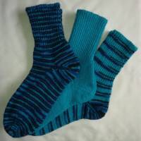 3er Pack Socken Strümpfe Wollsocken dunkelblau türkis Bild 1