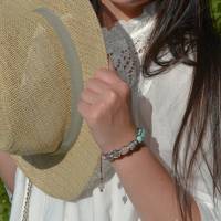 Damen Armband aus Edelsteinen Amazonit Achat Rosenquarz, Makramee Armband, LIMITED EDITION Bild 10