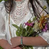 Damen Armband aus Edelsteinen Amazonit Achat Rosenquarz, Makramee Armband, LIMITED EDITION Bild 5