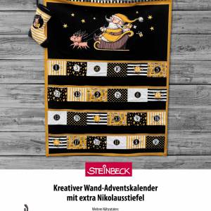 Adventskalender Panel Happy Christmas Classic von Steinbeck - ocker und schwarz - 1,45 x 1,45 m - Canvas Bild 2