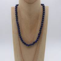 Edelsteinkette, Lapislazuli Kette, blau, Halskette, dunkelblaue Edelsteinperlen rund, Schmuck aus Edelstein Bild 2