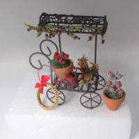 Miniatur Garten Set Blumenwagen mit winterlicher  Dekoration oder zum Basteln für den Feengarten Bild 1