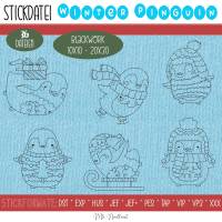 Digitale Stickdatei Winter Pinguin Blackwork 10x10 - 20x30 (4x4 - 8x12") Bild 1