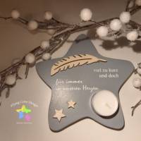 Erinnerung an Sternenkind, Verstorbene, Geschenk für Angehörige, individuelle gestaltetes Trauergeschenk, grauer Stern, Bild 2