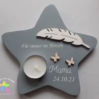 Erinnerung an Sternenkind, Verstorbene, Geschenk für Angehörige, individuelle gestaltetes Trauergeschenk, grauer Stern, Bild 3