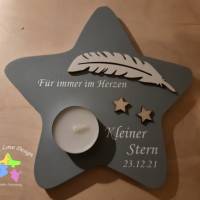 Erinnerung an Sternenkind, Verstorbene, Geschenk für Angehörige, individuelle gestaltetes Trauergeschenk, grauer Stern, Bild 4