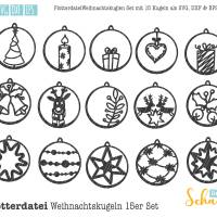 Weihnachtsanhänger 15er Set SVG Vektorgrafik Schneidedatei für Plotter von SchanaDesign Weihnachtsschmuck Adventsdeko Bild 1