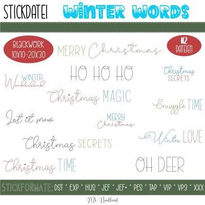Digitale Stickdatei Winter Words Blackwork 10x10 - 20x30 (4x4 - 8x12")