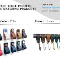 Moderne Ledergriffe nach Maß aus deutschem echtem Glattleder, Schublade zieht Griff für Kommode Schrank in vielen Vintag Bild 7