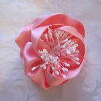 Rosa Kopfschmuck Haarklammer Satin Blume "Elise" für die Braut und festliche Anlässe Bild 1