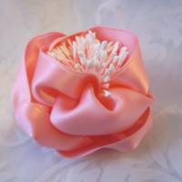 Rosa Kopfschmuck Haarklammer Satin Blume "Elise" für die Braut und festliche Anlässe Bild 3