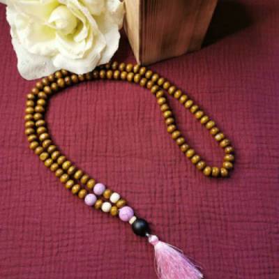 Boho Kette braun / rosa